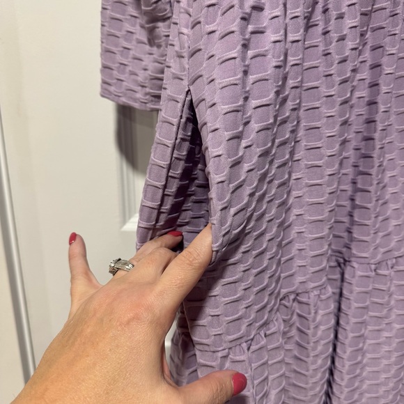 Purple Patterned Ruffle Midi Dress - Picture 6 of 11